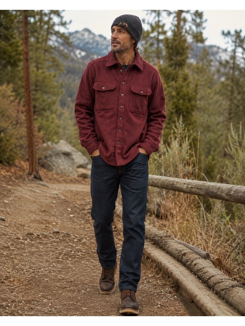 Ridgecut Toughwear Burgundy fleece lined shirt jacket LARGE
